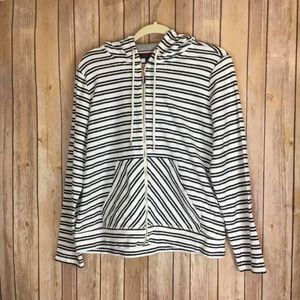 TOMMY HILFIGER  HOODED JACKET BLACK AND WHITE SZ M